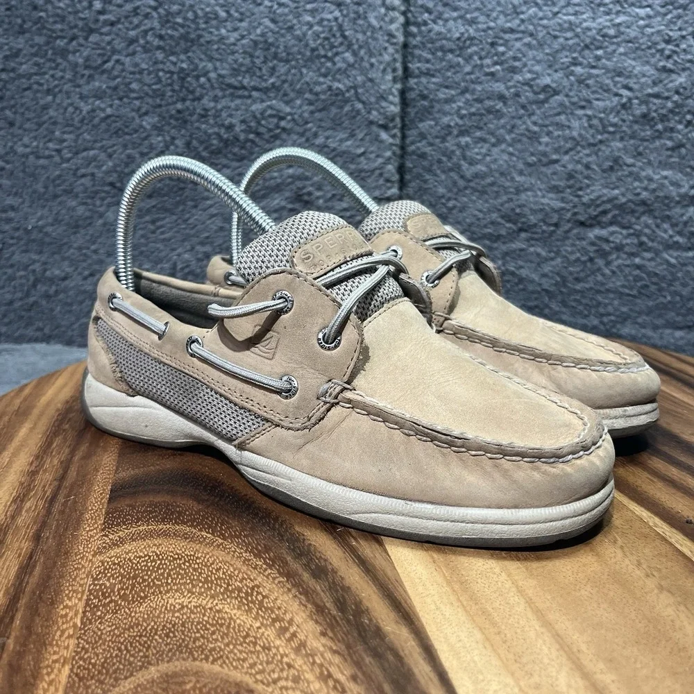 Sperry‎ Top Sider Shoes Womens 7.5 Linen Oat Boat Shoe Lace Up 9774329